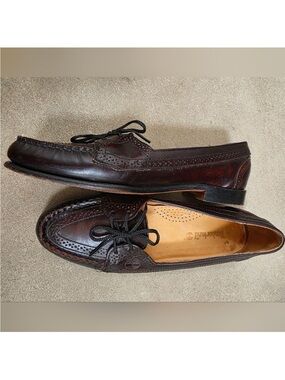 Vintage Timberland Women Lace Leather Loafers Boat Reddish Brown Sz 7.5N